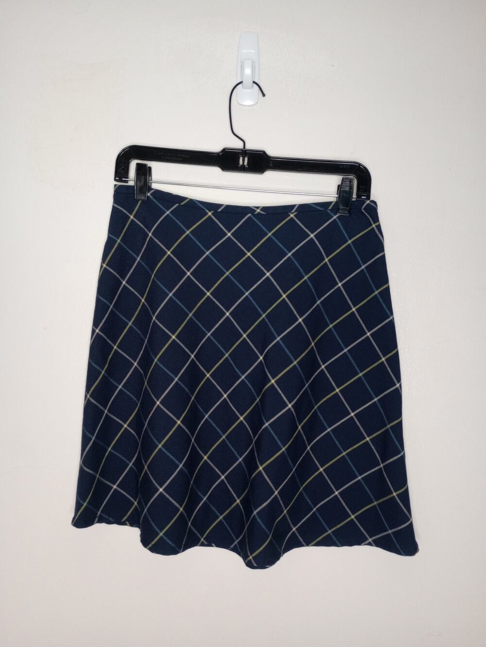 Gap A-line Preppy School Girl Navy Blue Plaid Above Knee Skirt 8